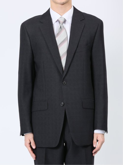 ストレッチウォッシャブル レギュラーフィット 2ボタン2ピーススーツ チェック紺