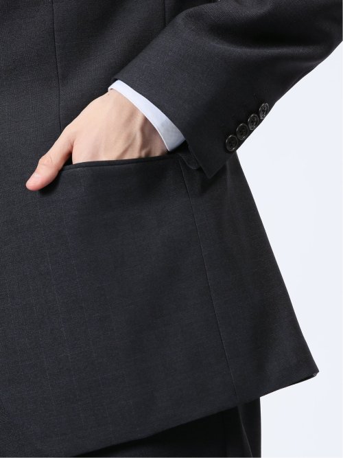 ストレッチウォッシャブル レギュラーフィット 2ボタン2ピーススーツ チェック紺