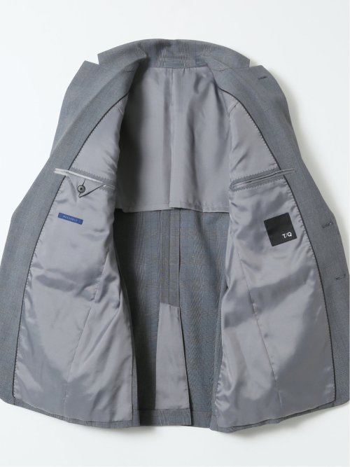 ストレッチウォッシャブル スリムフィット 2ボタン2ピーススーツ グレンチェックグレー