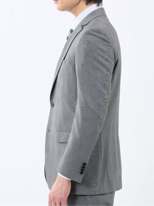 ストレッチウォッシャブル スリムフィット 2ボタン2ピーススーツ グレンチェックグレー