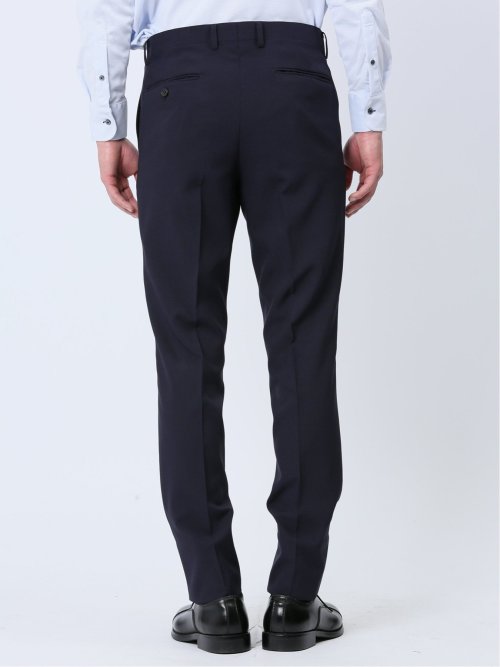 ストレッチウォッシャブル スリムフィット 2ボタン2ピーススーツ シャドーストライプ紺