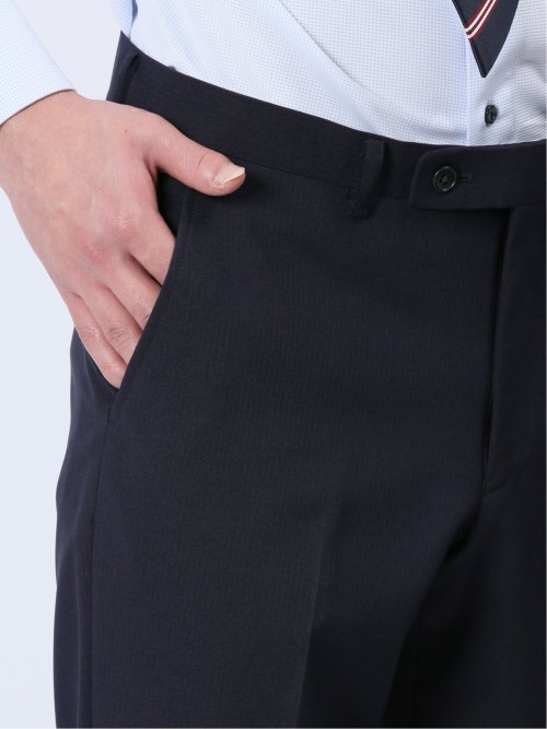 ストレッチウォッシャブル スリムフィット 2ボタン2ピーススーツ シャドーストライプ紺