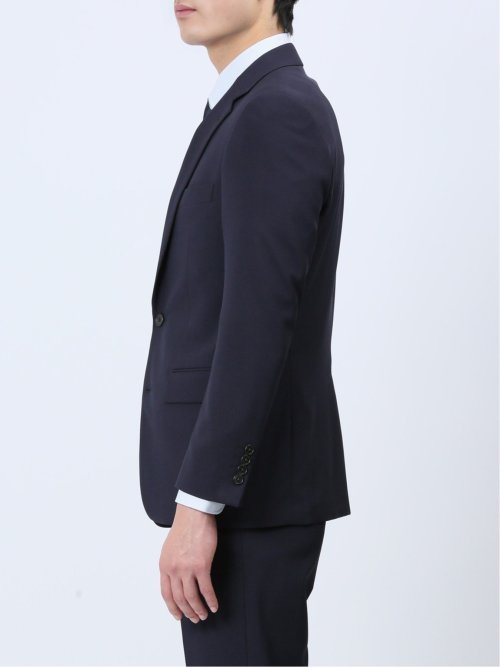 ストレッチウォッシャブル スリムフィット 2ボタン2ピーススーツ シャドーストライプ紺