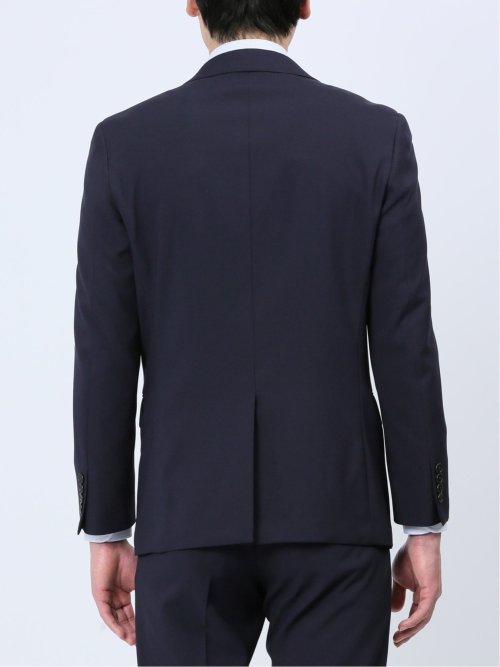 ストレッチウォッシャブル スリムフィット 2ボタン2ピーススーツ シャドーストライプ紺