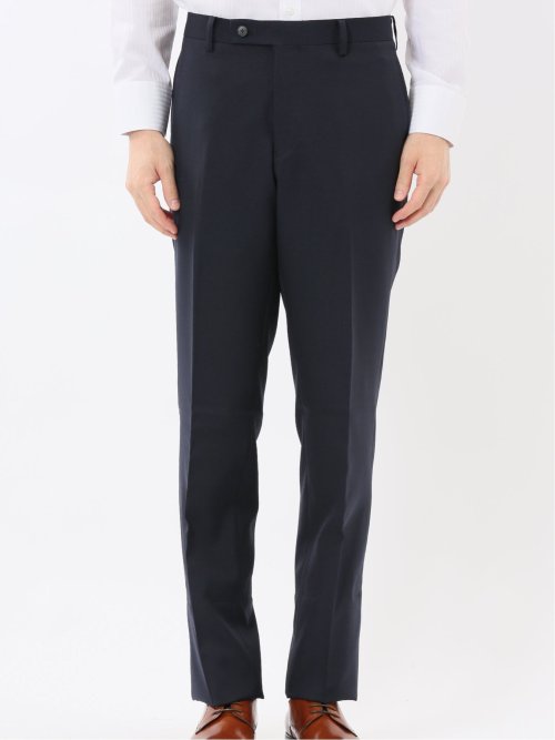 ストレッチウォッシャブル スリムフィット 2ボタン2ピーススーツ チェック紺