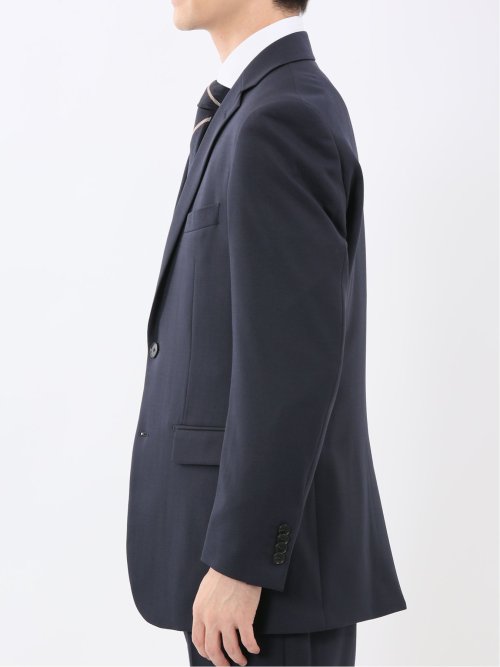 ストレッチウォッシャブル スリムフィット 2ボタン2ピーススーツ チェック紺