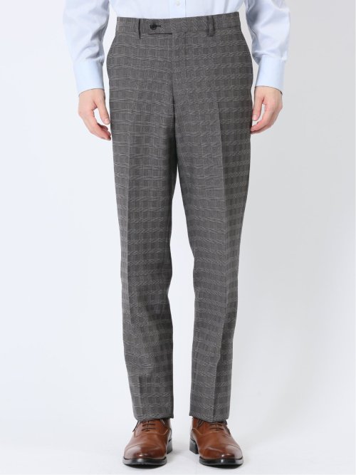 ストレッチウォッシャブル レギュラーフィット 2ボタン2ピーススーツ チェックグレー