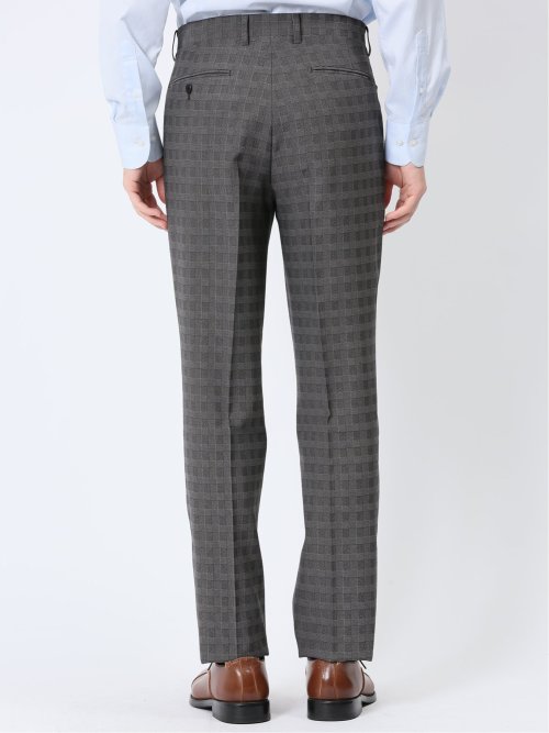 ストレッチウォッシャブル レギュラーフィット 2ボタン2ピーススーツ チェックグレー