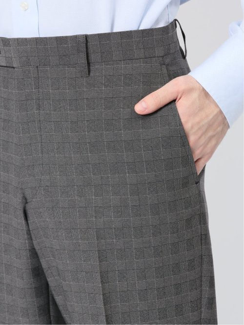 ストレッチウォッシャブル レギュラーフィット 2ボタン2ピーススーツ チェックグレー