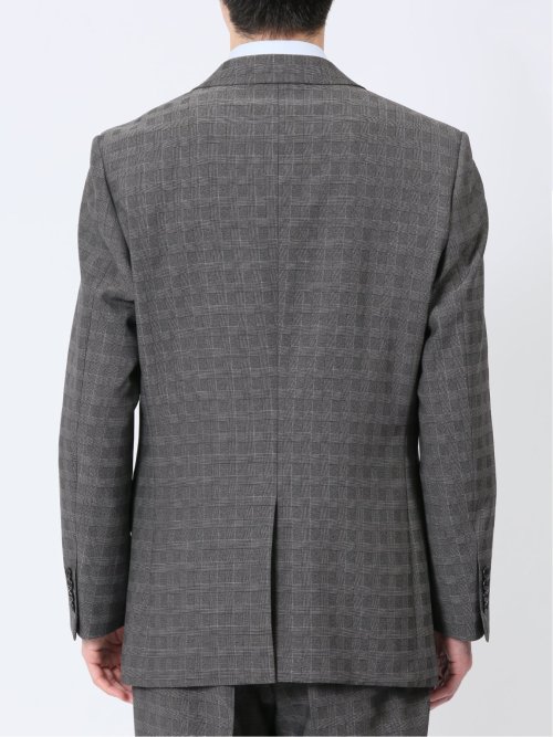 ストレッチウォッシャブル レギュラーフィット 2ボタン2ピーススーツ チェックグレー