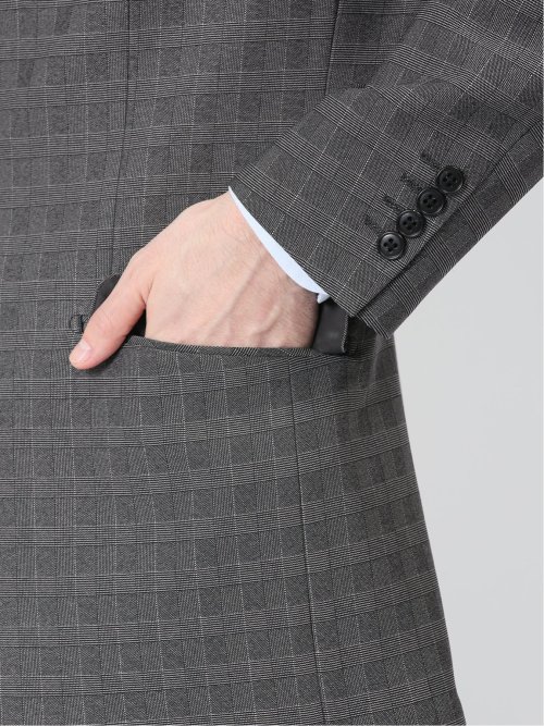 ストレッチウォッシャブル レギュラーフィット 2ボタン2ピーススーツ チェックグレー