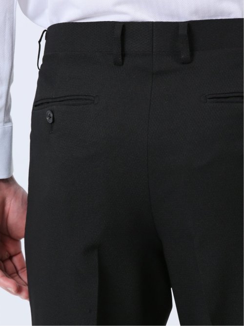 ストレッチウォッシャブル スリムフィット 2ボタン2ピーススーツ マイクロチェック黒