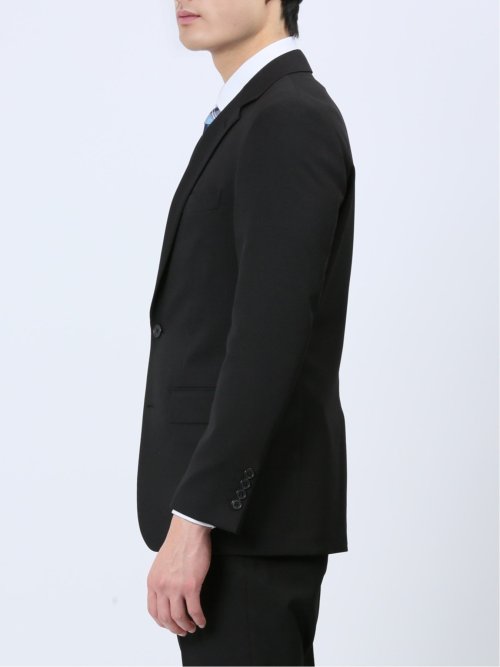 ストレッチウォッシャブル スリムフィット 2ボタン2ピーススーツ マイクロチェック黒