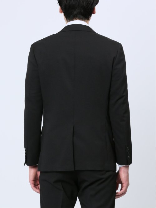 ストレッチウォッシャブル スリムフィット 2ボタン2ピーススーツ マイクロチェック黒