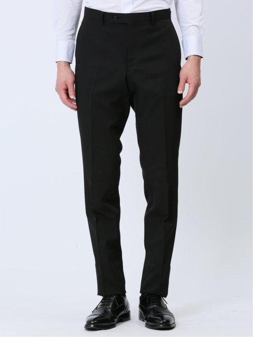 ストレッチウォッシャブル スリムフィット 2ボタン2ピーススーツ マイクロチェック黒