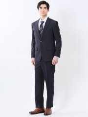 ストレッチウォッシャブル スリムフィット 2ボタン2ピース リクルートスーツ 紺無地