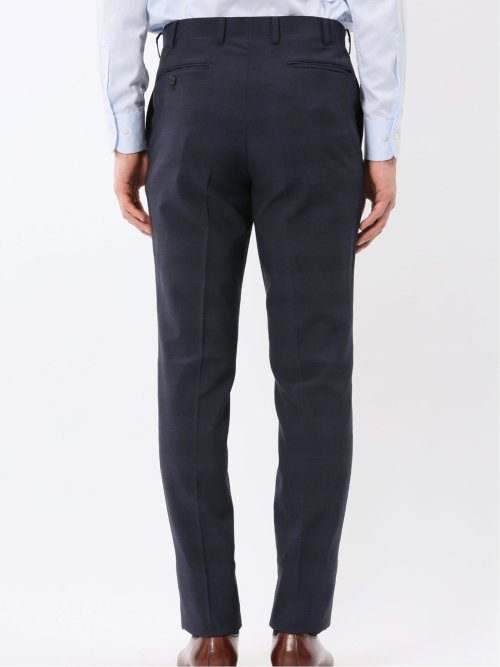 ストレッチ ウォッシャブル スリムフィット 2ボタン 2ピース スーツ チェック紺