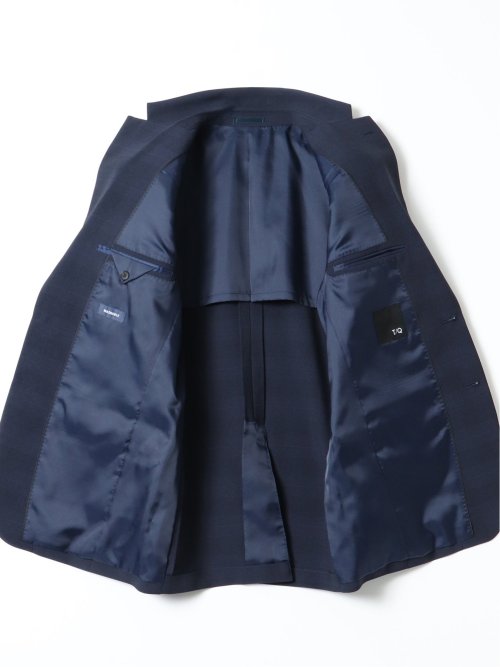 ストレッチ ウォッシャブル スリムフィット 2ボタン 2ピース スーツ チェック紺