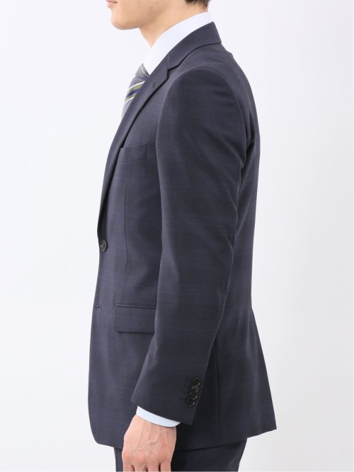 ストレッチ ウォッシャブル スリムフィット 2ボタン 2ピース スーツ チェック紺