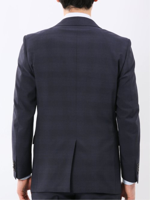 ストレッチ ウォッシャブル スリムフィット 2ボタン 2ピース スーツ チェック紺