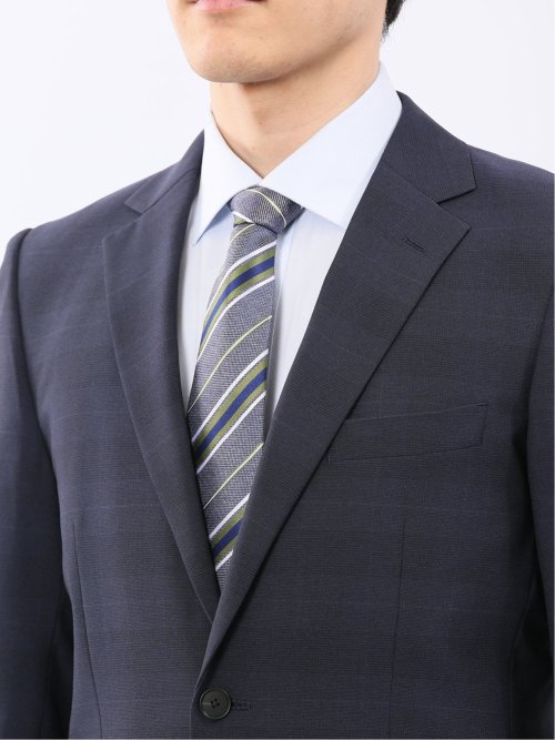 ストレッチ ウォッシャブル スリムフィット 2ボタン 2ピース スーツ チェック紺