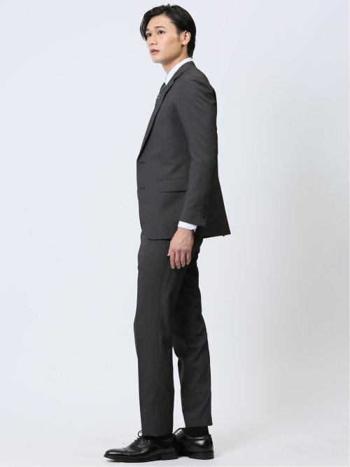ストレッチウォッシャブル スリムフィット 2ボタン2ピーススーツ 組織グレー