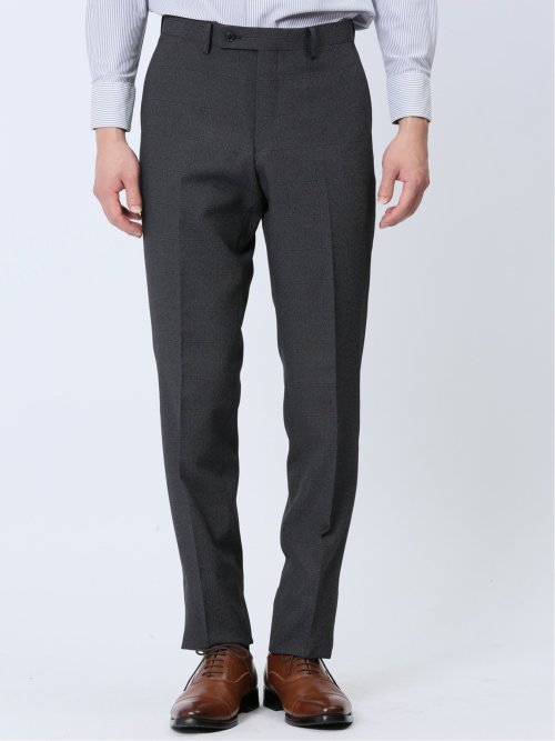 ストレッチウォッシャブル スリムフィット 2ボタン2ピーススーツ チェックグレー