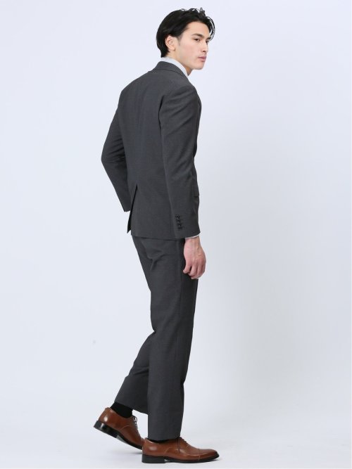 ストレッチウォッシャブル スリムフィット 2ボタン2ピーススーツ チェックグレー