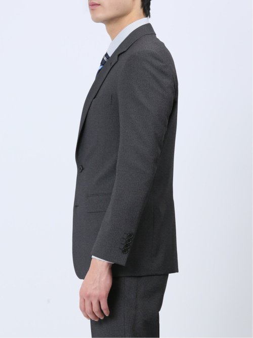 ストレッチウォッシャブル スリムフィット 2ボタン2ピーススーツ チェックグレー