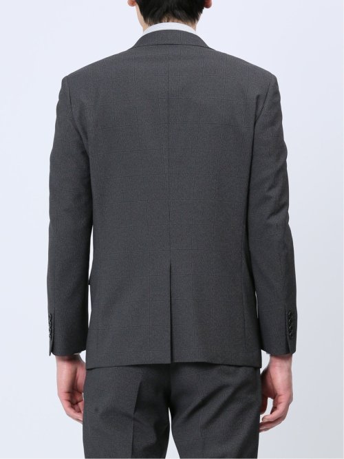 ストレッチウォッシャブル スリムフィット 2ボタン2ピーススーツ チェックグレー