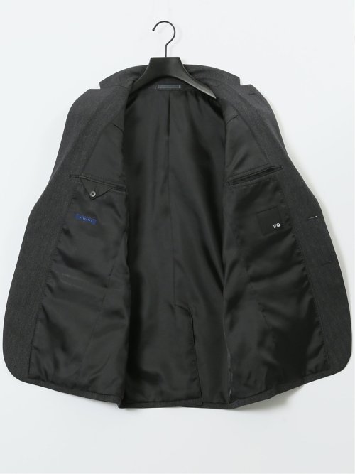 ウール調 ストレッチウォッシャブル スリムフィット 2ボタン2ピーススーツ ヘリンボングレー