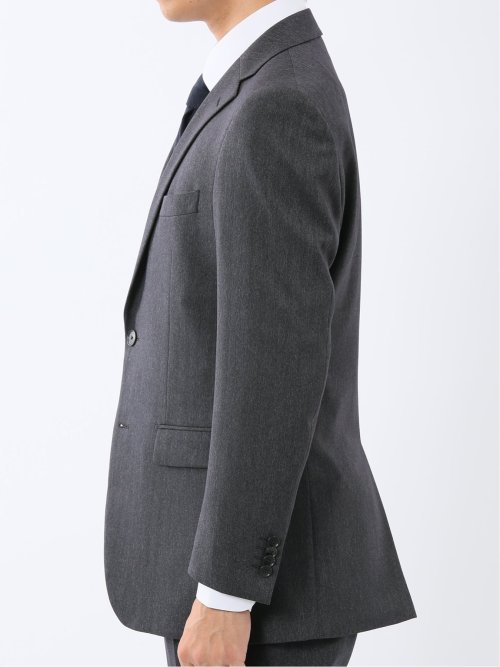 ウール調 ストレッチウォッシャブル スリムフィット 2ボタン2ピーススーツ ヘリンボングレー