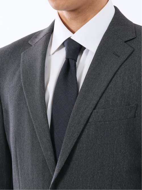 ウール調 ストレッチウォッシャブル スリムフィット 2ボタン2ピーススーツ ヘリンボングレー