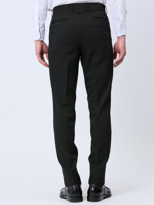 ストレッチウォッシャブル スリムフィット 2ボタン2ピーススーツ シャドーストライプ黒