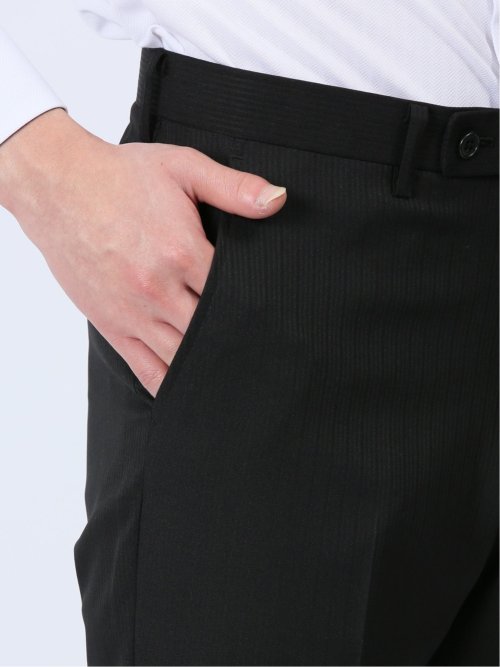 ストレッチウォッシャブル スリムフィット 2ボタン2ピーススーツ シャドーストライプ黒