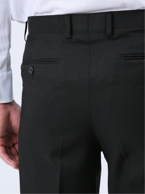 ストレッチウォッシャブル スリムフィット 2ボタン2ピーススーツ シャドーストライプ黒