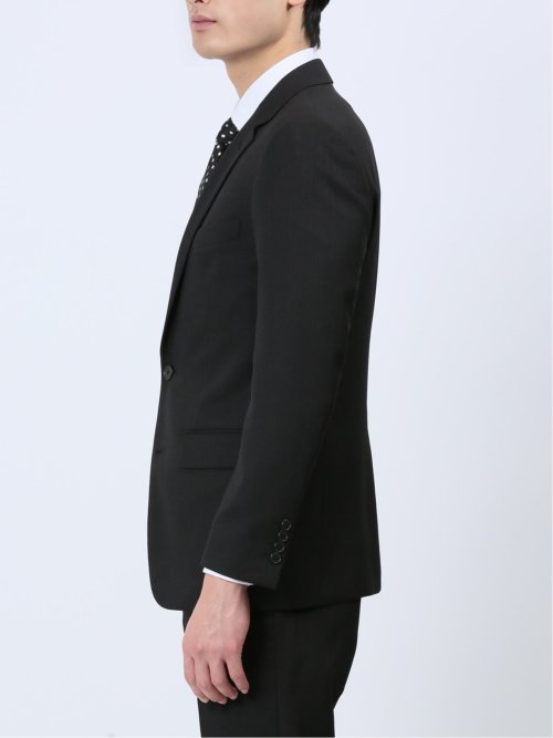 ストレッチウォッシャブル スリムフィット 2ボタン2ピーススーツ シャドーストライプ黒