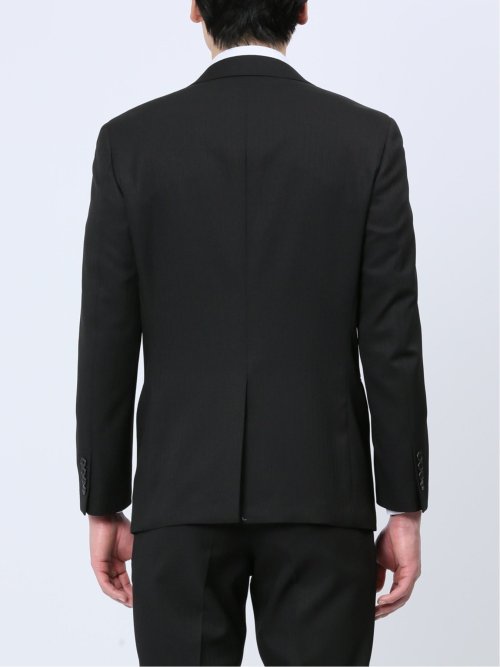 ストレッチウォッシャブル スリムフィット 2ボタン2ピーススーツ シャドーストライプ黒