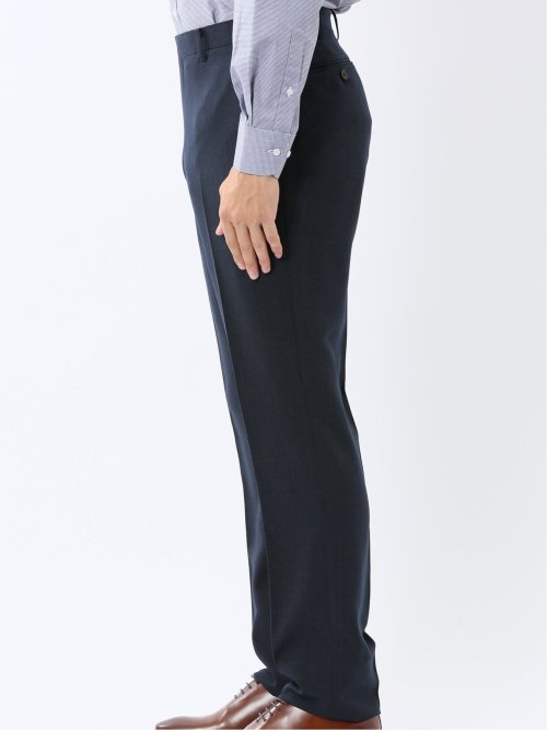 ウール調 ストレッチウォッシャブル スリムフィット 2ボタン2ピーススーツ 組織紺