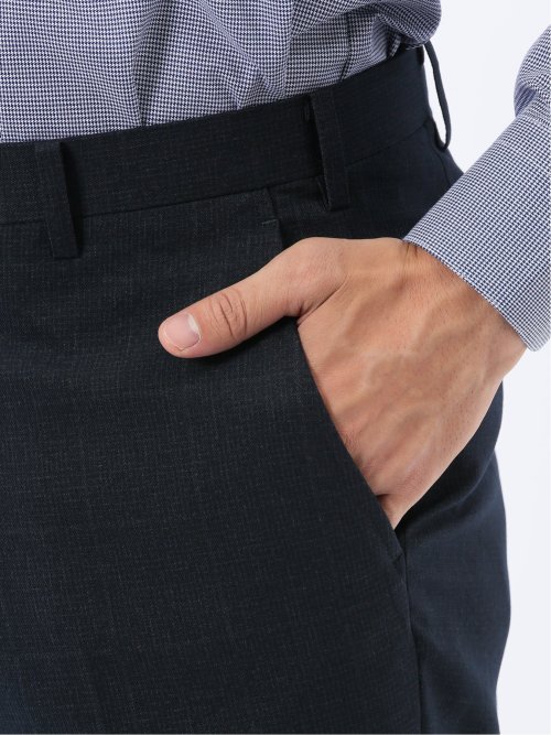 ウール調 ストレッチウォッシャブル スリムフィット 2ボタン2ピーススーツ 組織紺