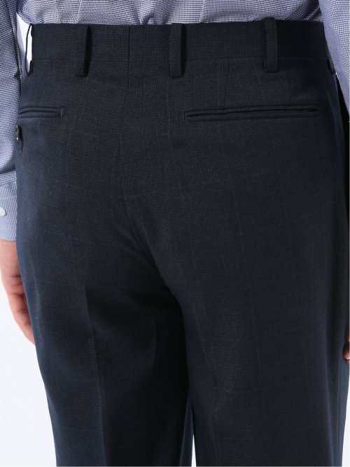 ウール調 ストレッチウォッシャブル スリムフィット 2ボタン2ピーススーツ 組織紺