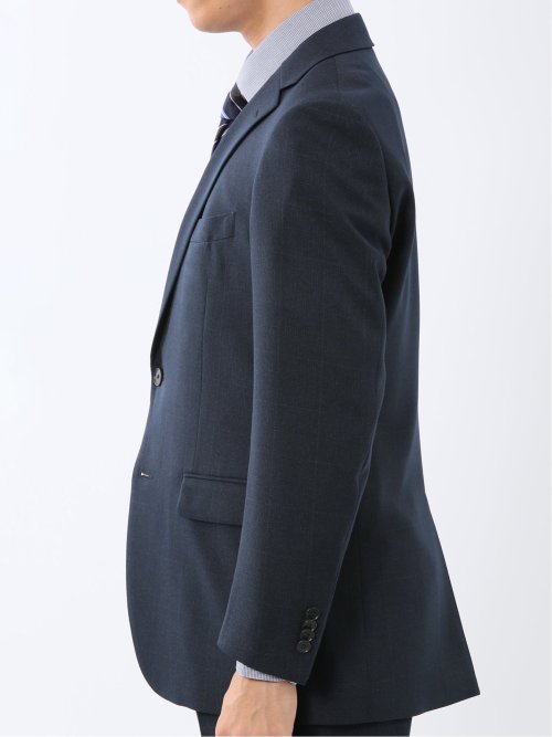 ウール調 ストレッチウォッシャブル スリムフィット 2ボタン2ピーススーツ 組織紺