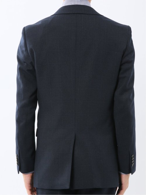 ウール調 ストレッチウォッシャブル スリムフィット 2ボタン2ピーススーツ 組織紺