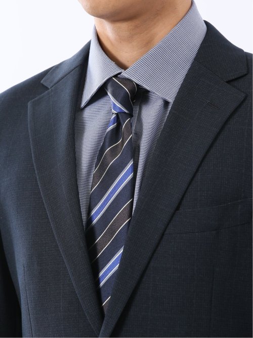 ウール調 ストレッチウォッシャブル スリムフィット 2ボタン2ピーススーツ 組織紺