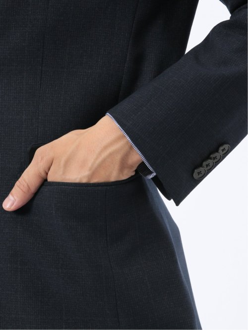 ウール調 ストレッチウォッシャブル スリムフィット 2ボタン2ピーススーツ 組織紺