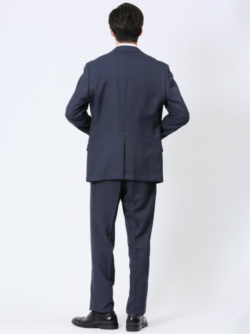 ストレッチウォッシャブル レギュラーフィット 2ボタン2ピーススーツ ウィンドペン紺