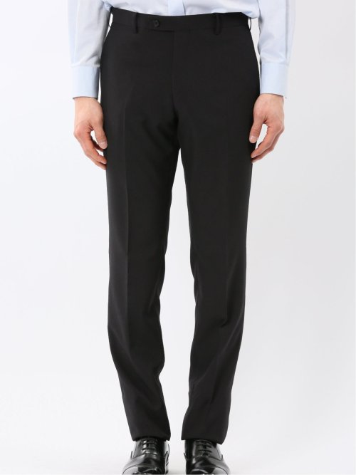 ストレッチ ウォッシャブル スリムフィット 2ボタン 2ピース スーツ ストライプ黒