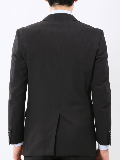 ストレッチ ウォッシャブル スリムフィット 2ボタン 2ピース スーツ ストライプ黒