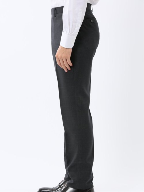 ウール調 ストレッチウォッシャブル スリムフィット 2ボタン2ピーススーツ 組織黒