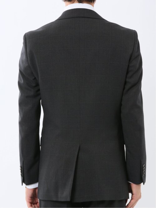 ウール調 ストレッチウォッシャブル スリムフィット 2ボタン2ピーススーツ 組織黒